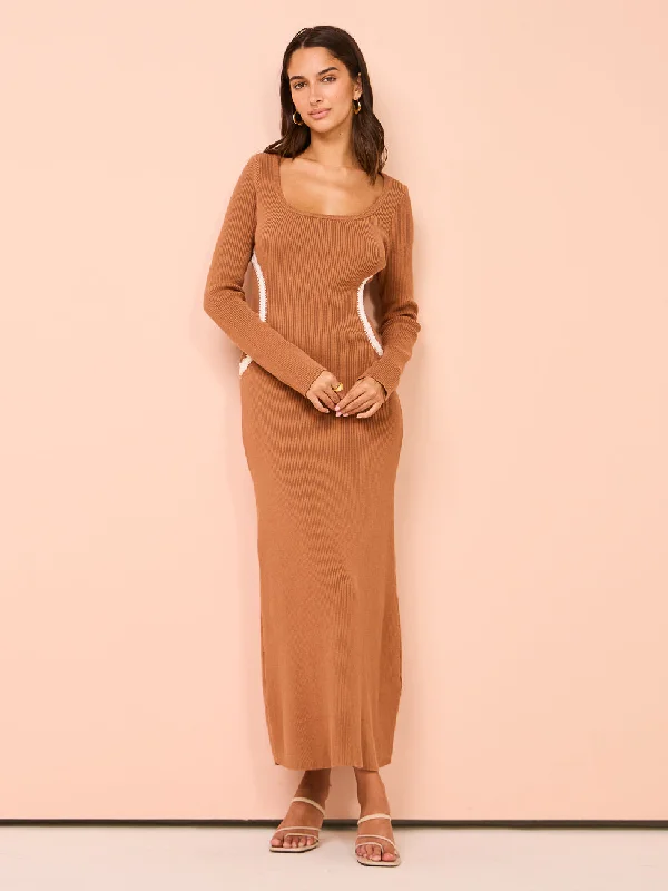 Mon Renn Connect Midi Dress in Chai