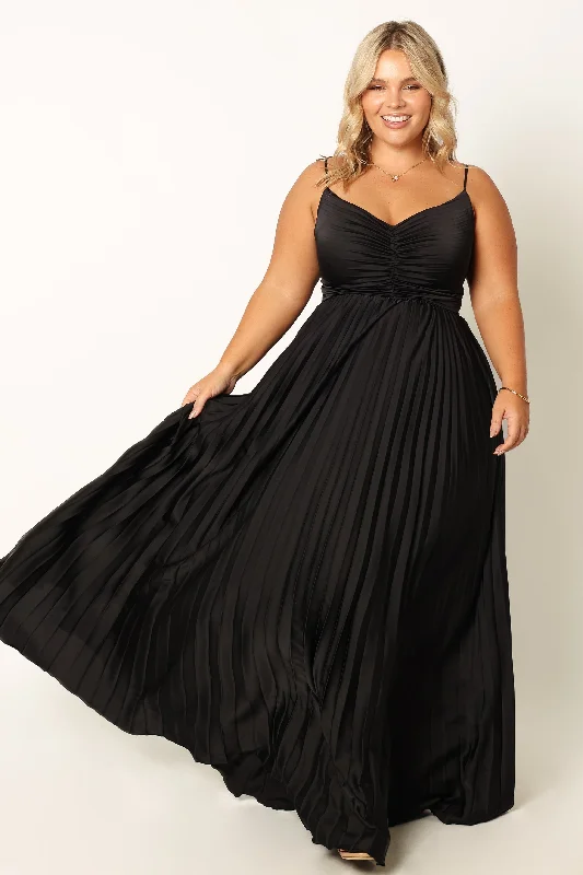 Naira Pleated Maxi Dress - Black