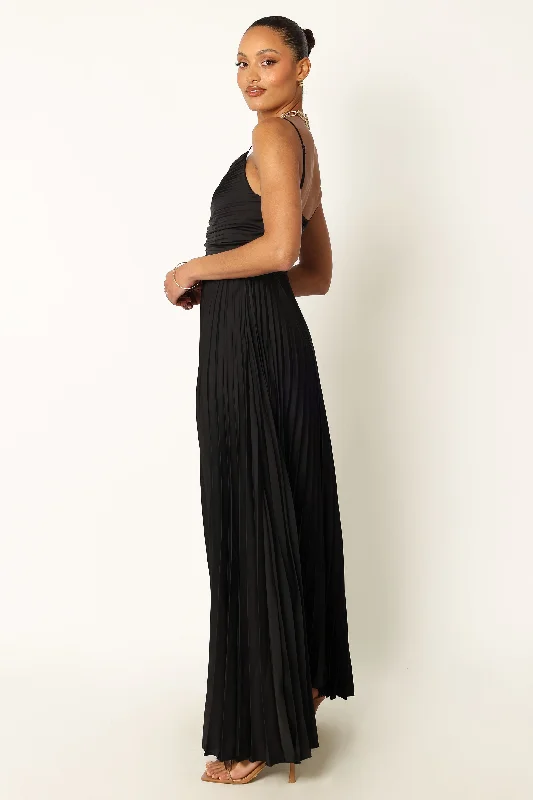 Naira Pleated Maxi Dress - Black