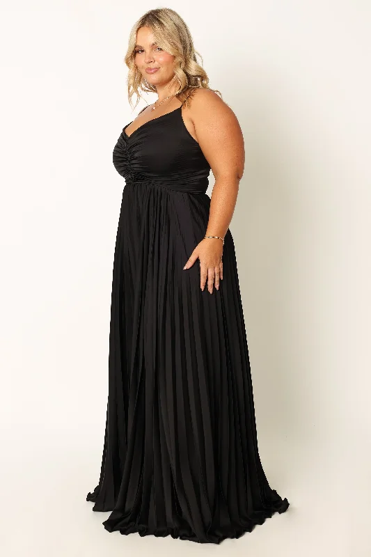 Naira Pleated Maxi Dress - Black