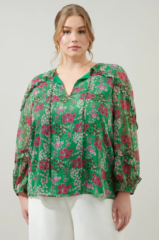 Roxie Floral Ammabella Ruffle Blouse Curve