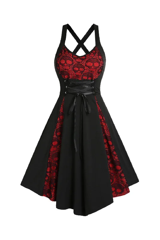 Skull Strap Halloween Lace Vintage Dress