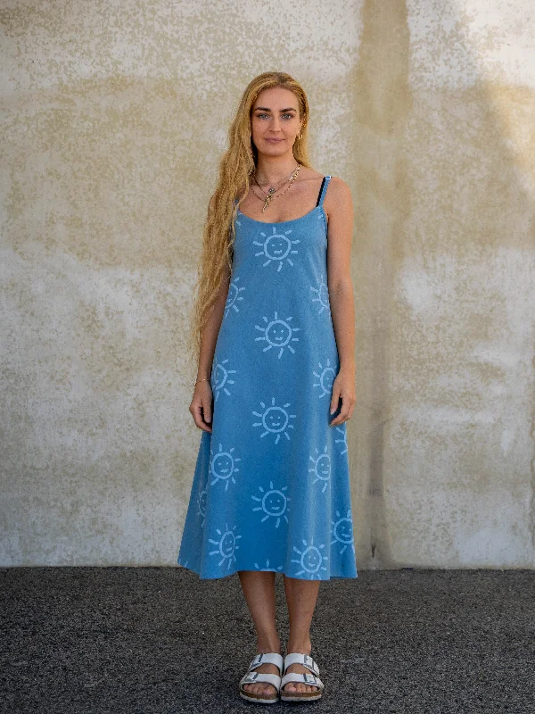 Slip Dress | Sun Print on Indigo