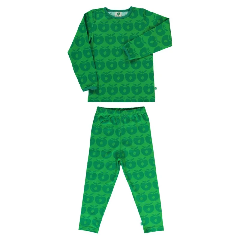 Retro Apples Long Sleeve Shirt and Leggings Set - Green