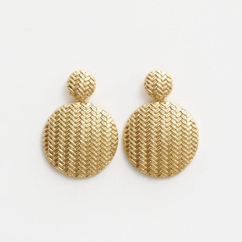 Stella + Gemma - Gold Round Textured Earrings