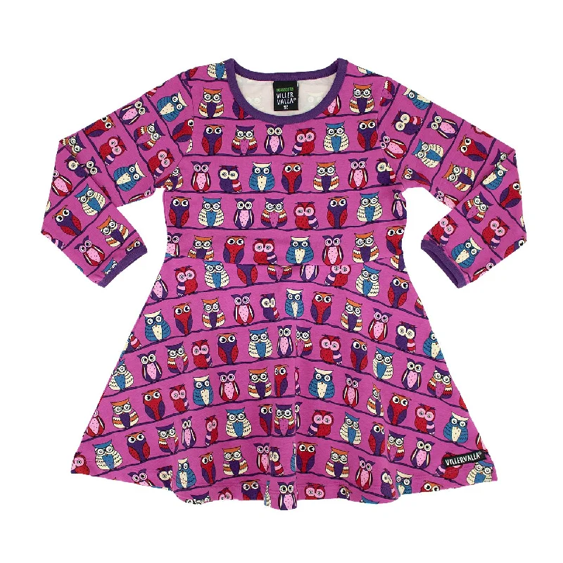 Owl Long Sleeve Half Circle Dress in Lotus