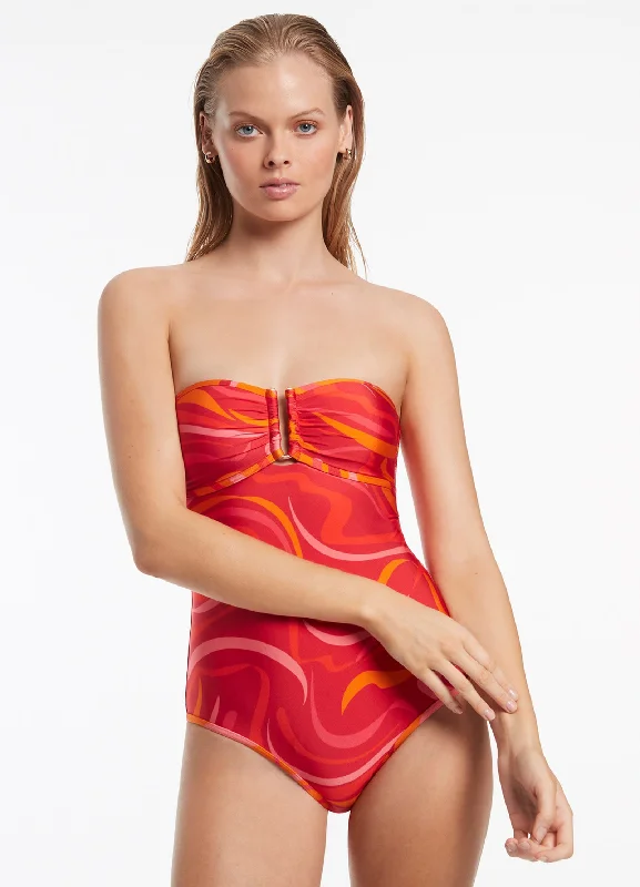 Vortici Bandeau One Piece - Cherry