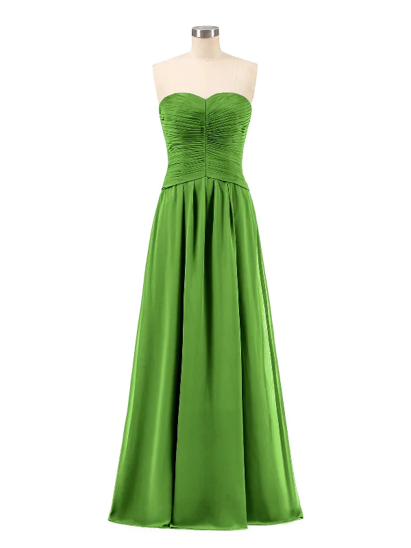 Sweetheart Strapless Chiffon Bridesmaid Dress-Moss