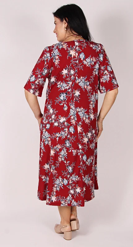 Florence Float Dress Burgundy Flowers