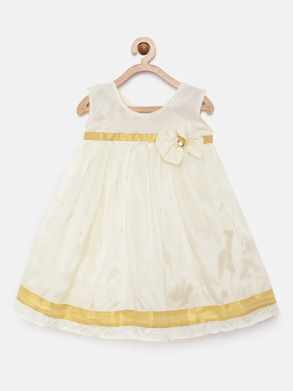 Girl's Offwhite Color Kerala ArtSilk Frock - Kanakadara Kids