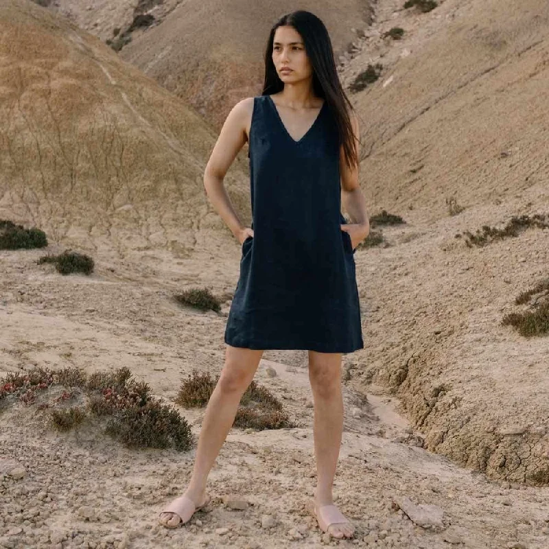 Hemp Clothing Australia Reversible Mini Dress - Navy FINAL SALE*