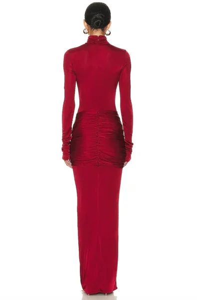 Hire HELSA Slinky Jersey Sarong Maxi Dress in Samba Red