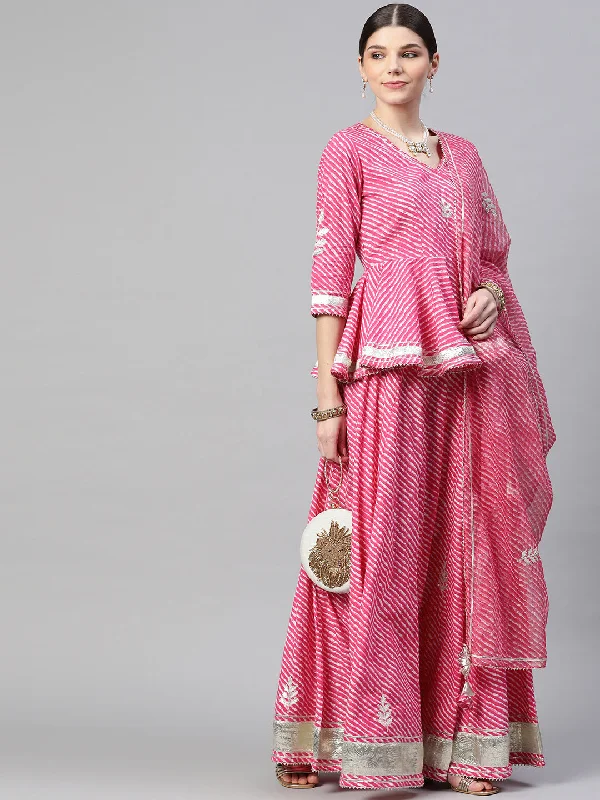 Pink Lehriya lehenga dupatta set