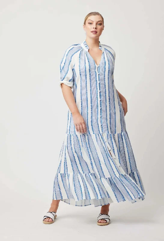 SCALA LINEN VISCOSE MAXI DRESS | Sorrento Stripe