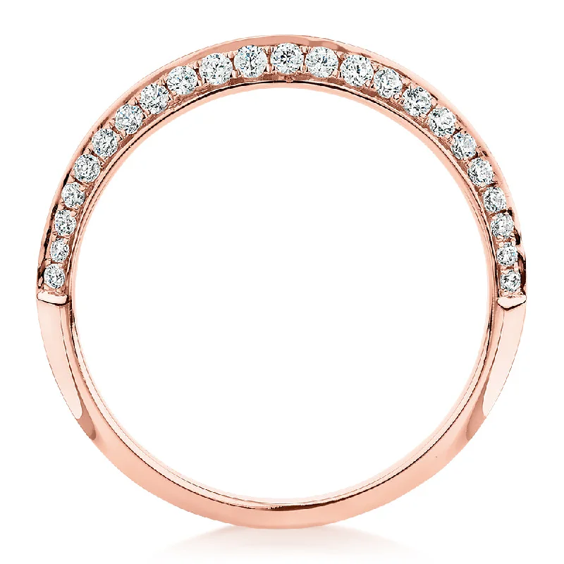 Wedding or eternity band with 0.35 carats* of diamond simulants in 14 carat rose gold